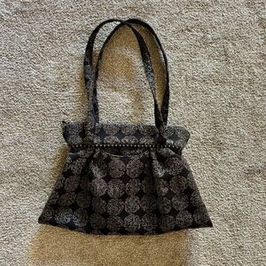 Maruca Handmade Women's Tote Bag Black Gray Swirl Pattern Casual